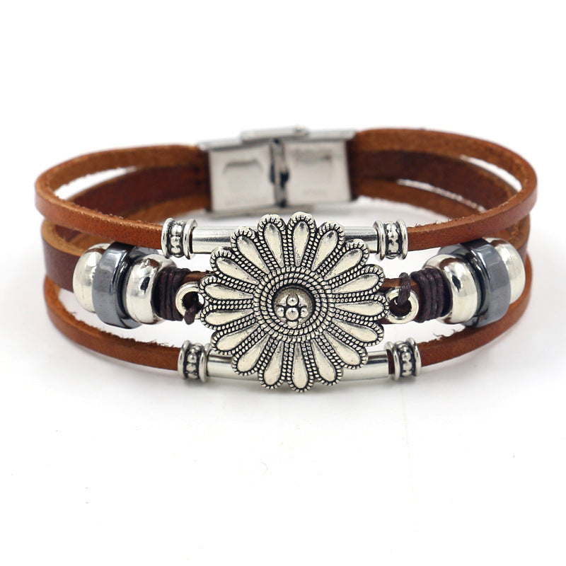 Wholesale Devil Eye Beads Stainless Steel Leather Bracelets